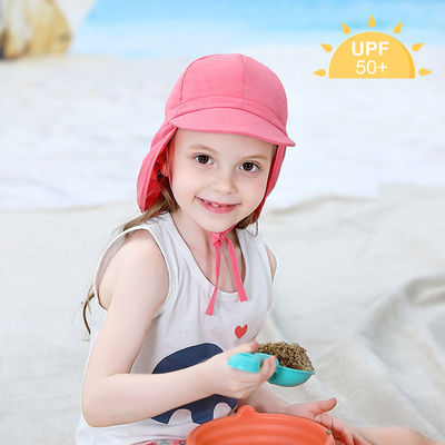 Der Strand-Hüte der Kinder der Hals-Abdeckungs-46cm strömen weit Polyester 100% UPF 50+