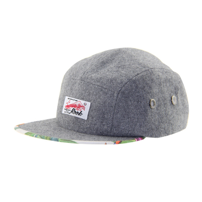Personalisierte Wollmischung 5 Panel Camp Caps Erwachsenengröße Unkonstruiert