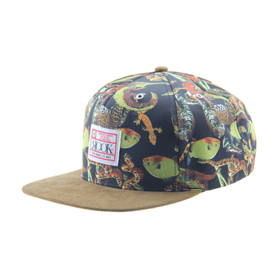 Auf Wunsch gedruckt Camp Snapback 5 Panel Kappe mit Suede Visor / Lederband