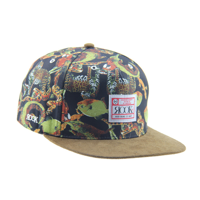 Auf Wunsch gedruckt Camp Snapback 5 Panel Kappe mit Suede Visor / Lederband