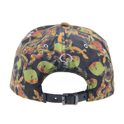 Auf Wunsch gedruckt Camp Snapback 5 Panel Kappe mit Suede Visor / Lederband