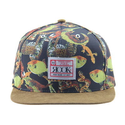 Auf Wunsch gedruckt Camp Snapback 5 Panel Kappe mit Suede Visor / Lederband