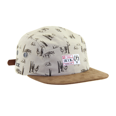 Suede Peak 5 Panel Camp Caps mit Sublimationsdruckkrone und Lederband