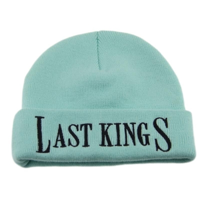 OEM Stickerei Hellblau Frauenmanschetten Beanie Hüte Warme Strickhut