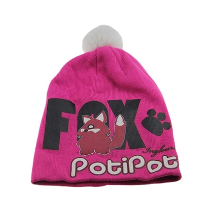 Komfortable Acryl Beanie Hüte Custom Printed Beanie Hüte Pom Pom On Top