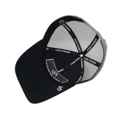 6 Panel Flat Peak Verstellbares Mesh Trucker Kappen mit Applique Stickerei