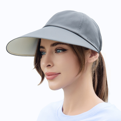 UPF 50+ Umkehrbare Damen-Large-Rand-Visor-Druck-Sonnen-Visor-Kopfbekleidung