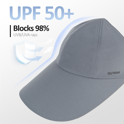 UPF 50+ Umkehrbare Damen-Large-Rand-Visor-Druck-Sonnen-Visor-Kopfbekleidung