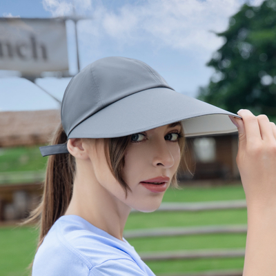 UPF 50+ Umkehrbare Damen-Large-Rand-Visor-Druck-Sonnen-Visor-Kopfbekleidung