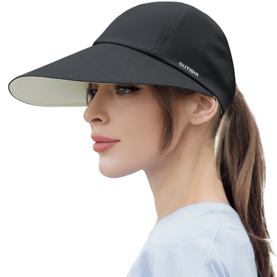 UPF 50+ Umkehrbare Damen-Large-Rand-Visor-Druck-Sonnen-Visor-Kopfbekleidung