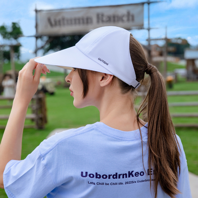 UPF 50+ Umkehrbare Damen-Large-Rand-Visor-Druck-Sonnen-Visor-Kopfbekleidung