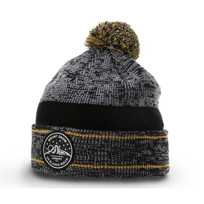 Warme Winter-Männer Pom Pom Beanie Hüte Heathered Beanie mit Gummi-Badge Logo