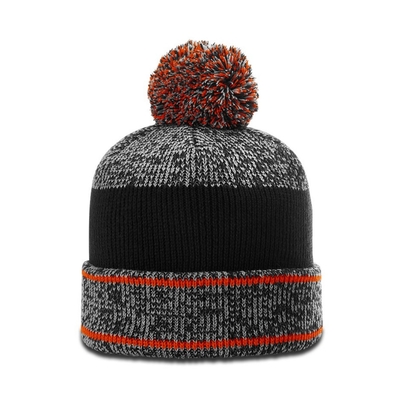 Warme Winter-Männer Pom Pom Beanie Hüte Heathered Beanie mit Gummi-Badge Logo