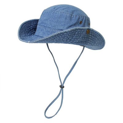 Unisex Denim Waschbaumwolle Eimerhut Klapphaut Fischerhut UV-Schutz
