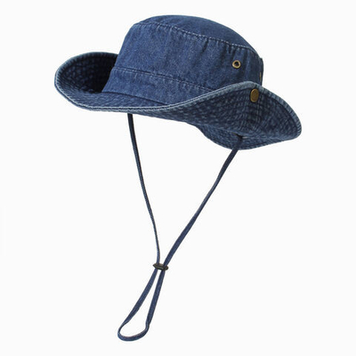 Unisex Denim Waschbaumwolle Eimerhut Klapphaut Fischerhut UV-Schutz