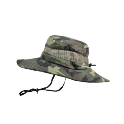 Weiträumiger Fischertyp Freizeit-Camouflage Eimerhut mit Schnur