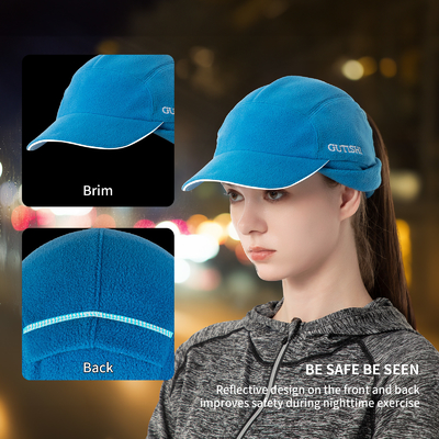 Fleece Ponytail Hut für Frauen Reflektierende Winterhut mit Drop Down Ohrwärmer
