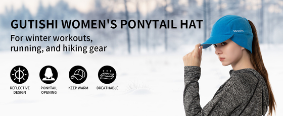 Fleece Ponytail Hut für Frauen Reflektierende Winterhut mit Drop Down Ohrwärmer