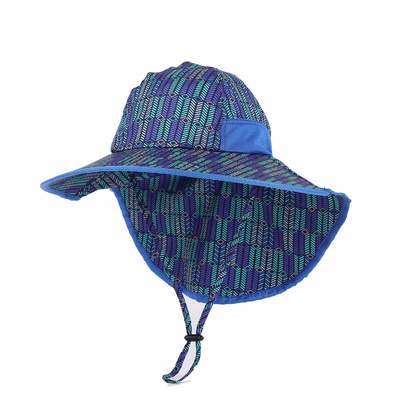 Baumwoll-Polyester ODM Kinderstrand-blaues Anglerhut Searsucker Upf 50