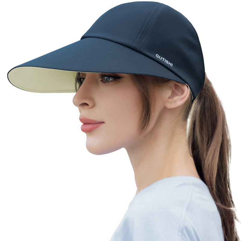 UPF 50+ Umkehrbare Damen-Large-Rand-Visor-Druck-Sonnen-Visor-Kopfbekleidung