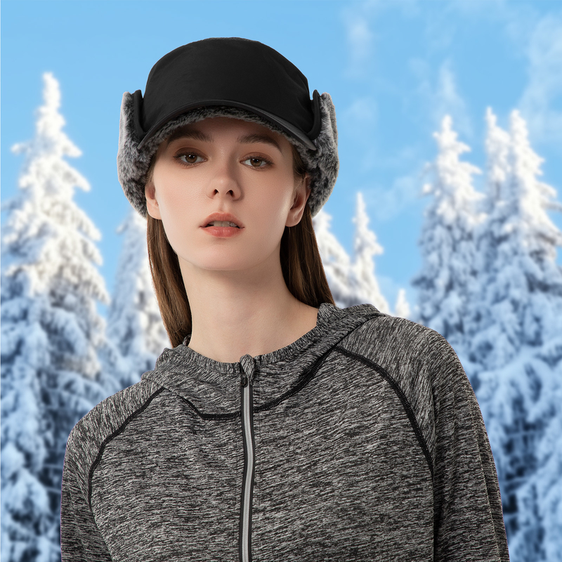 Männer oder Frauen Wintermütze Warme Ohrflächen Hut voll ausgekleidet Falsches Fell Baseballmütze Trapper Jagdmütze